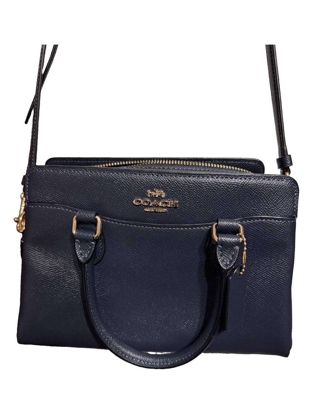 Coach Mini Darci Carryall Bag Bag Cross Grain Leather CH297 Midnight Navy